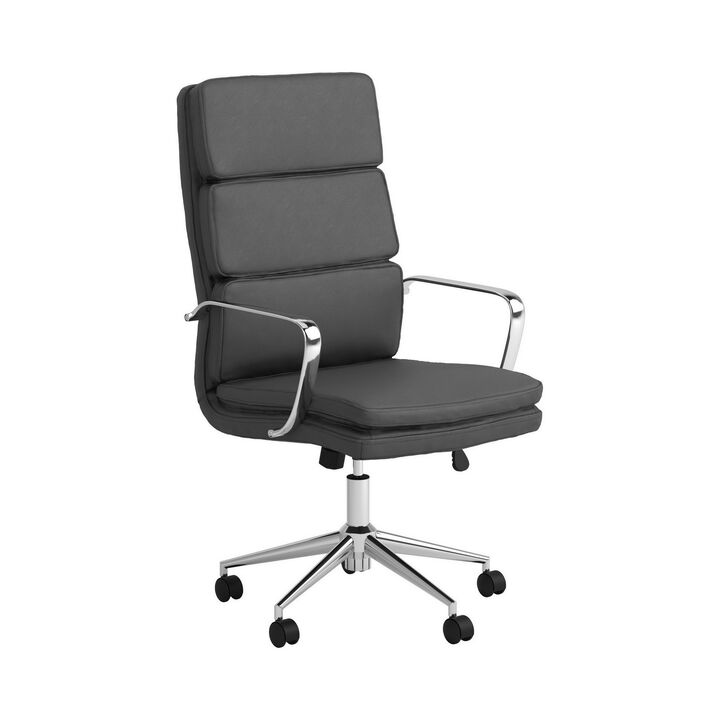 Padded Panel Back Office Chair with Horizontal Stitching, Gray-Benzara