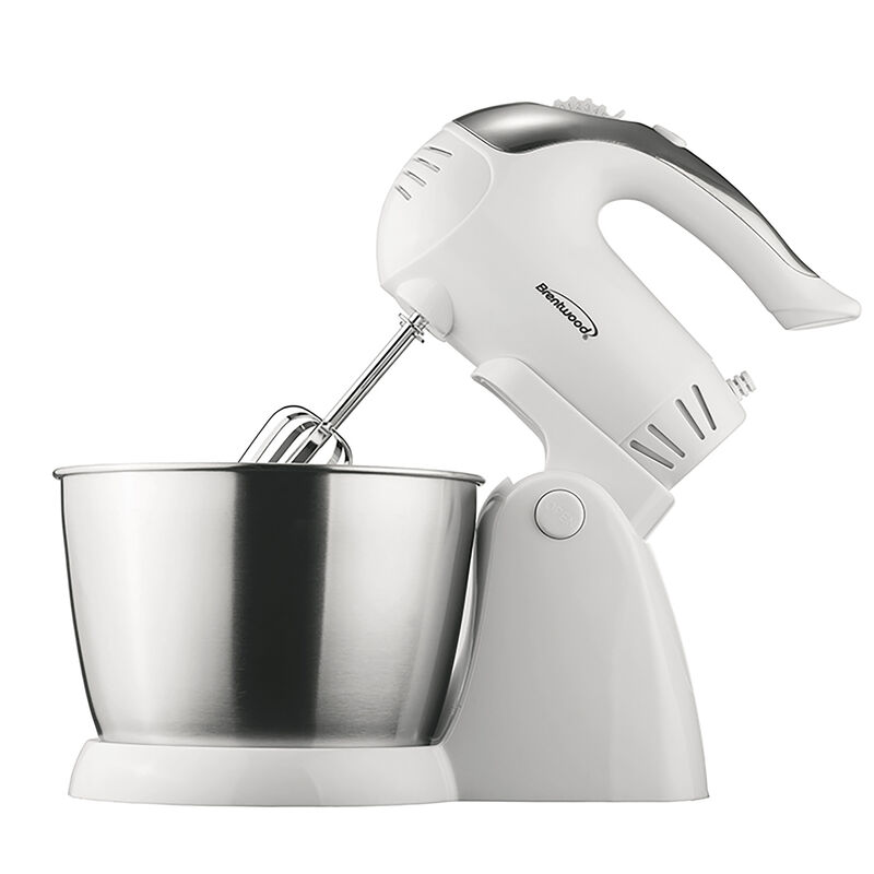 Brentwood 5-Speed Stand Mixer Stainless Steel Bowl 200W in White