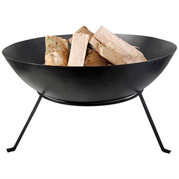 QuikFurn Black Cast Iron 23-inch Outdoor Fire Pit Bowl with Stand