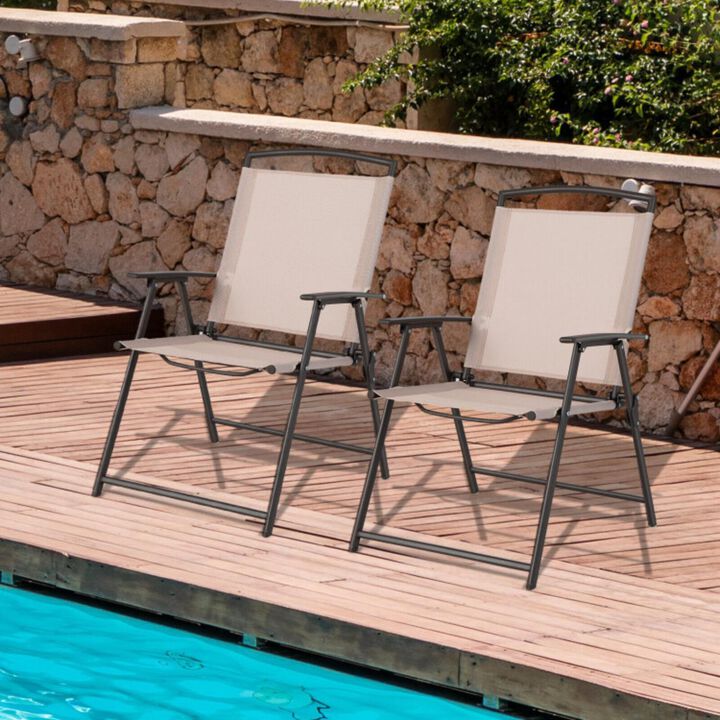 Hivvago Set of 2 Patio Dining Chairs with Armrests and Rustproof Steel Frame