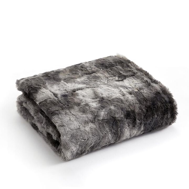 Chic Home Avalon Throw Blanket Microplush Faux Fur Micromink Backing - 50x60", Grey