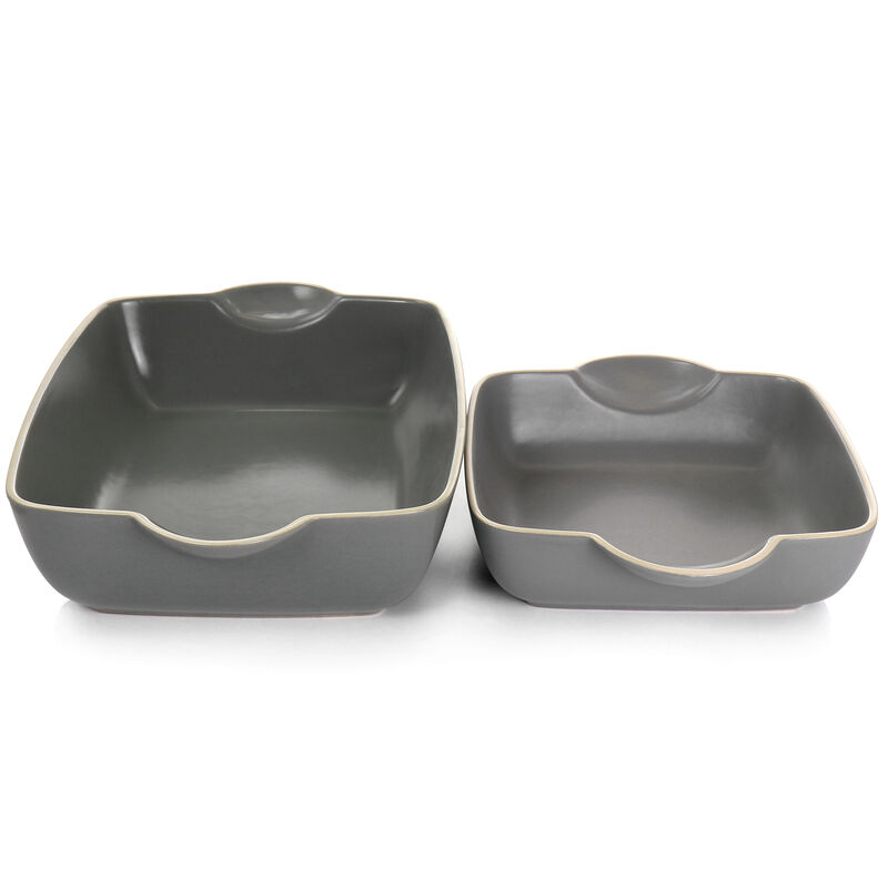 Gibson Home Rockaway 2 Piece Stoneware Nesting Bakeware Set in Grey