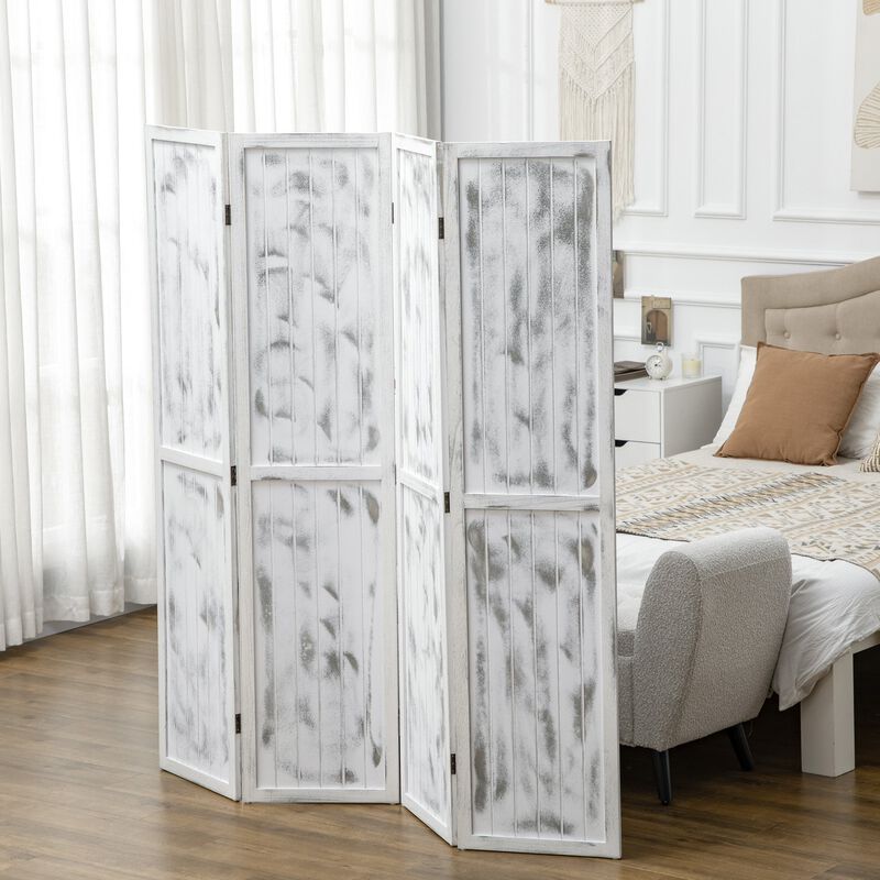 Screen Divider Room Divider Screen with Foldable Design for Indoor Bedroom Office 5.5' Rustic White