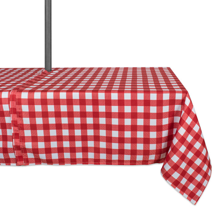 Red and White Checkered Pattern Outdoor Rectangular Tablecloth with Zipper 60” x 84”