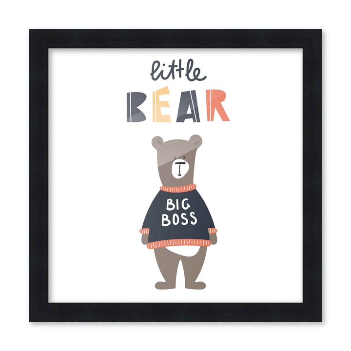 10x10 Framed Nursery Wall Art Be Kind Little Bear Poster in Black Wood Frames For Kid Bedroom or Playroom