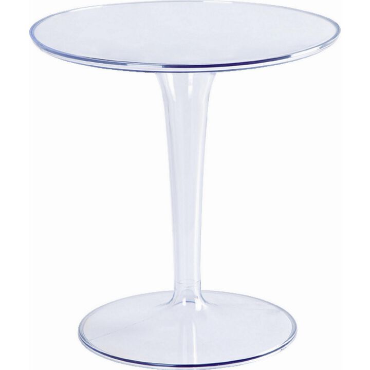 20 Inch Modern Side Accent Table, Clear Round Tabletop and Tapered Base-Benzara