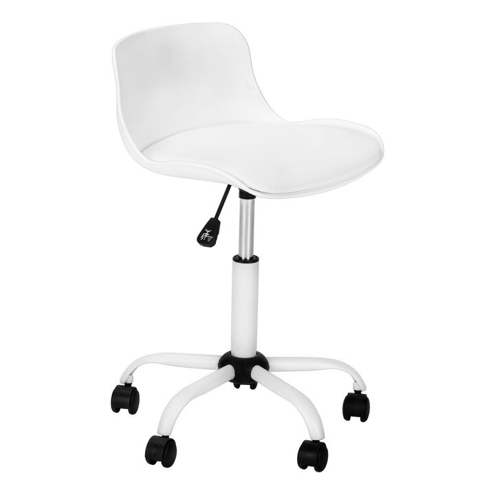 Monarch Specialties I 7463 Office Chair, Adjustable Height, Swivel, Ergonomic, Computer Desk, Work, Juvenile, Metal, Pu Leather Look, White, Contemporary, Modern