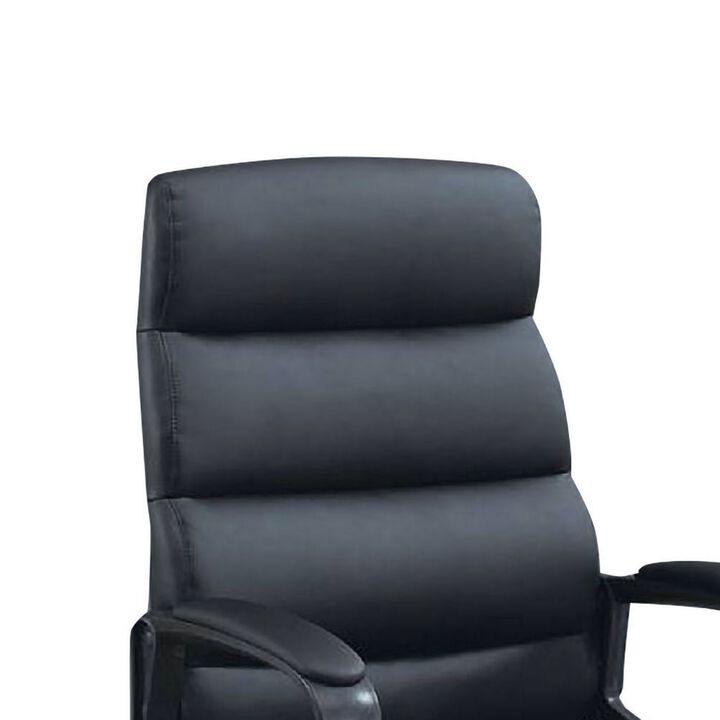 Office Chair with Horizontally Tufted Padded Back, Black-Benzara