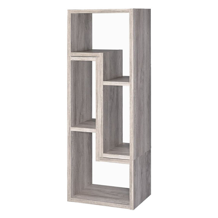 Modern Style Wooden Bookcase, Gray-Benzara