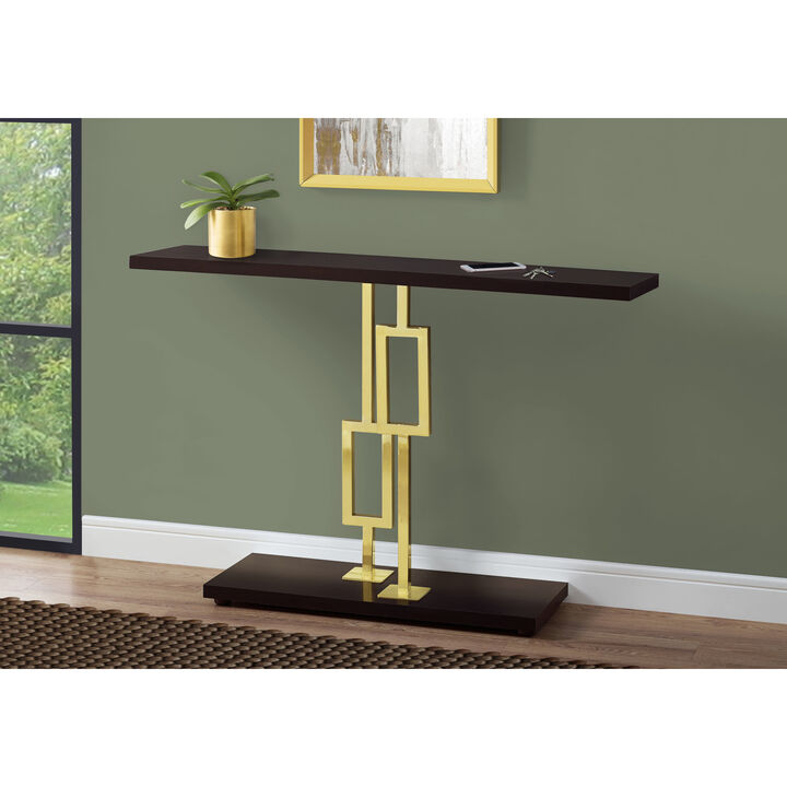 Monarch Specialties I 3269 Accent Table, Console, Entryway, Narrow, Sofa, Living Room, Bedroom, Metal, Laminate, Brown, Gold, Contemporary, Modern