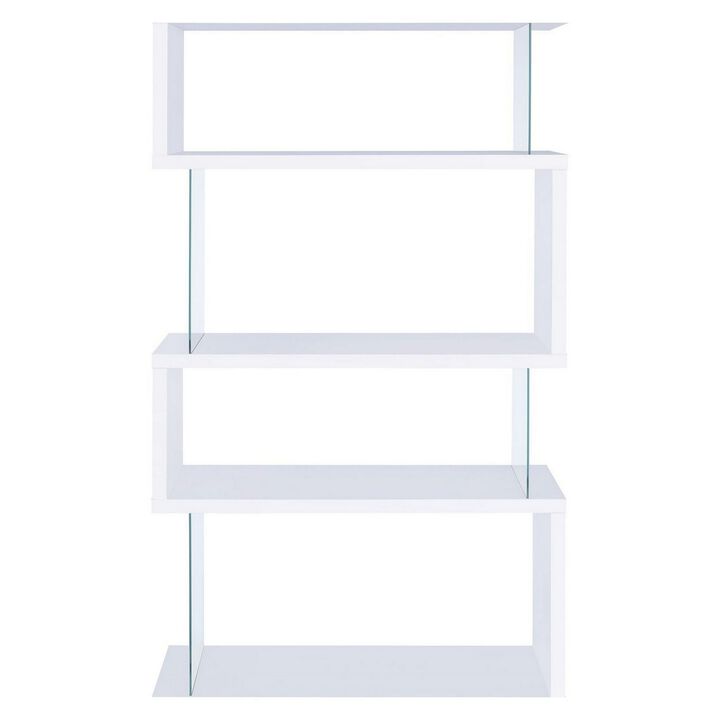 Fantastic glossy white wooden bookcase-Benzara