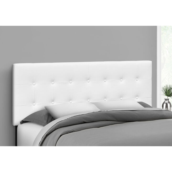 Monarch Specialties I 6002Q Bed, Headboard Only, Queen Size, Bedroom, Upholstered, Pu Leather Look, White, Transitional