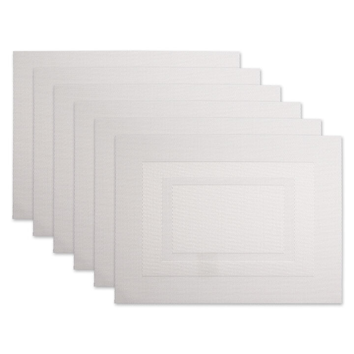 Set of 6 White Double Frame Rectangular Outdoor Placemats 17.25"