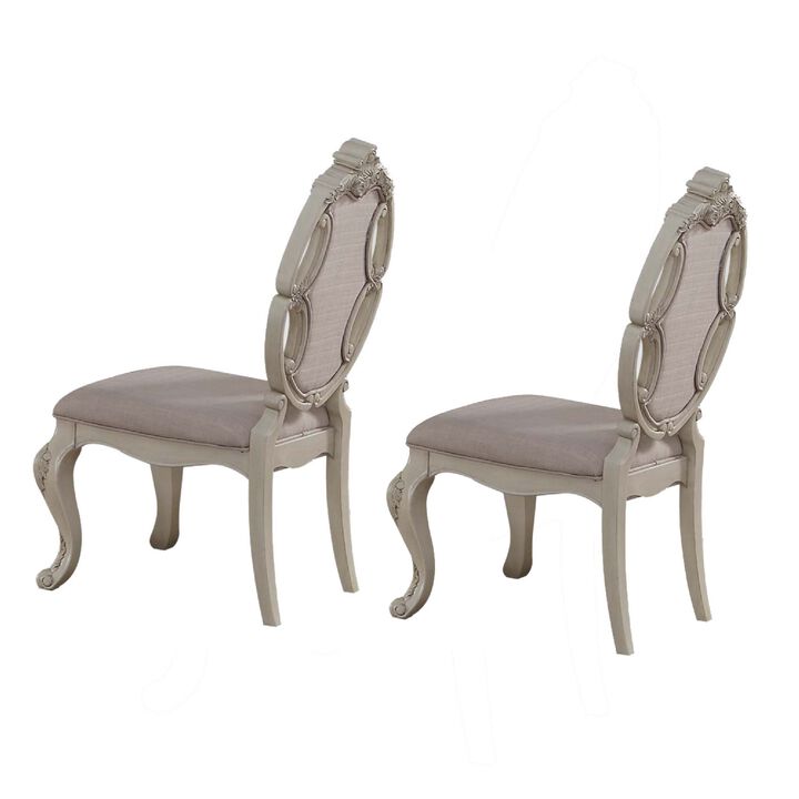 26 Inch Wide Upholstered Dining Side Chair, Set of 2, White-Benzara