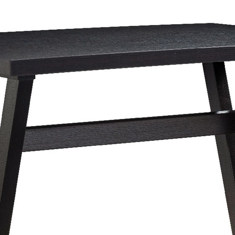 47 Inch Ethan Collection Wood Dining Table, V Shaped Legs, Trestle, Dark Brown-Benzara