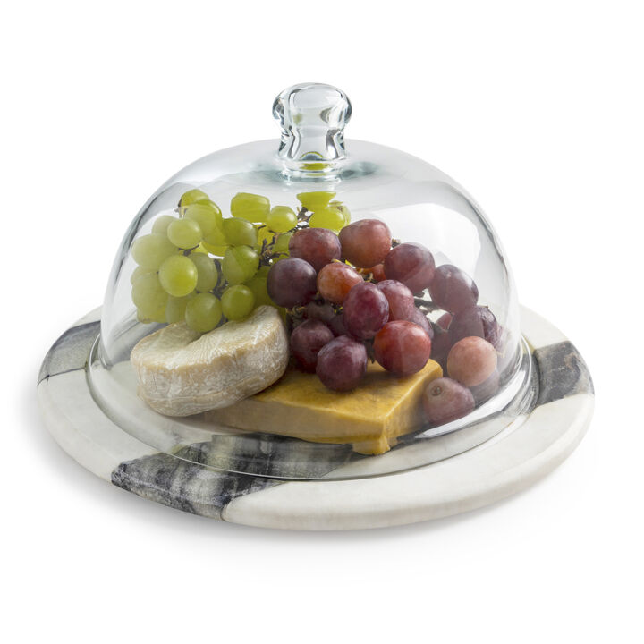 Somerset Marble Cheese Plate with Glass Cloche