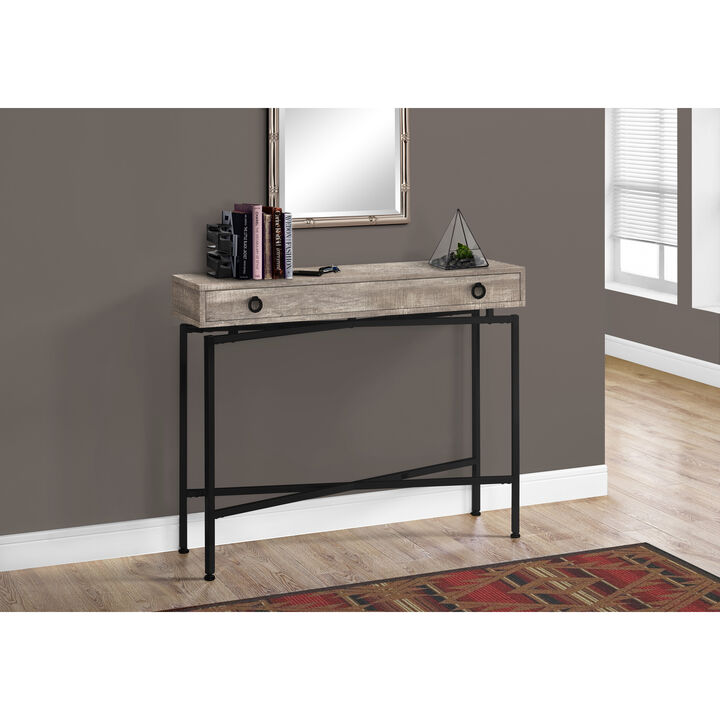 Monarch Specialties I 3455 Accent Table, Console, Entryway, Narrow, Sofa, Storage Drawer, Living Room, Bedroom, Metal, Laminate, Beige, Black, Contemporary, Modern