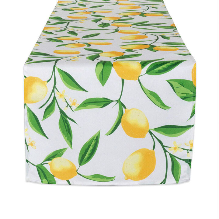 108" Yellow and Green Lemon Bliss Outdoor Table Runner