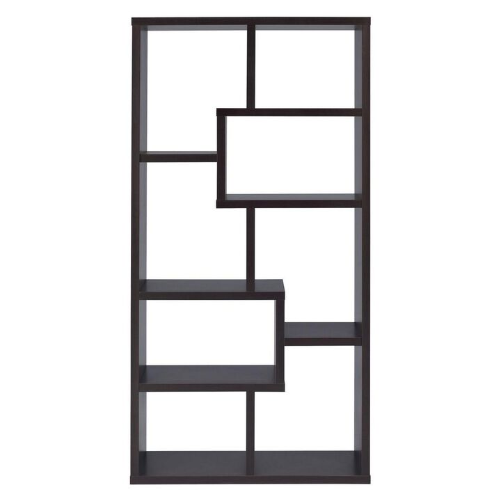 Contemporary Asymmetrical Cube Bookcase, Brown-Benzara