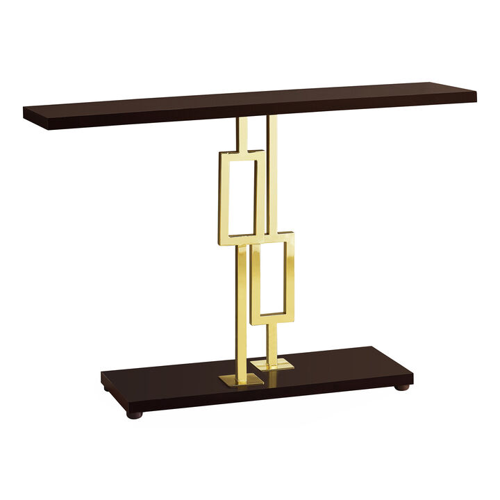 Monarch Specialties I 3269 Accent Table, Console, Entryway, Narrow, Sofa, Living Room, Bedroom, Metal, Laminate, Brown, Gold, Contemporary, Modern