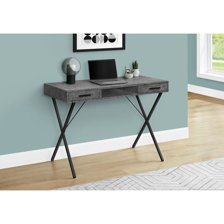 Monarch Specialties I 7795 Computer Desk, Home Office, Laptop, Left, Right Set-up, Storage Drawers, 42"L, Work, Metal, Laminate, Grey, Black, Contemporary, Modern