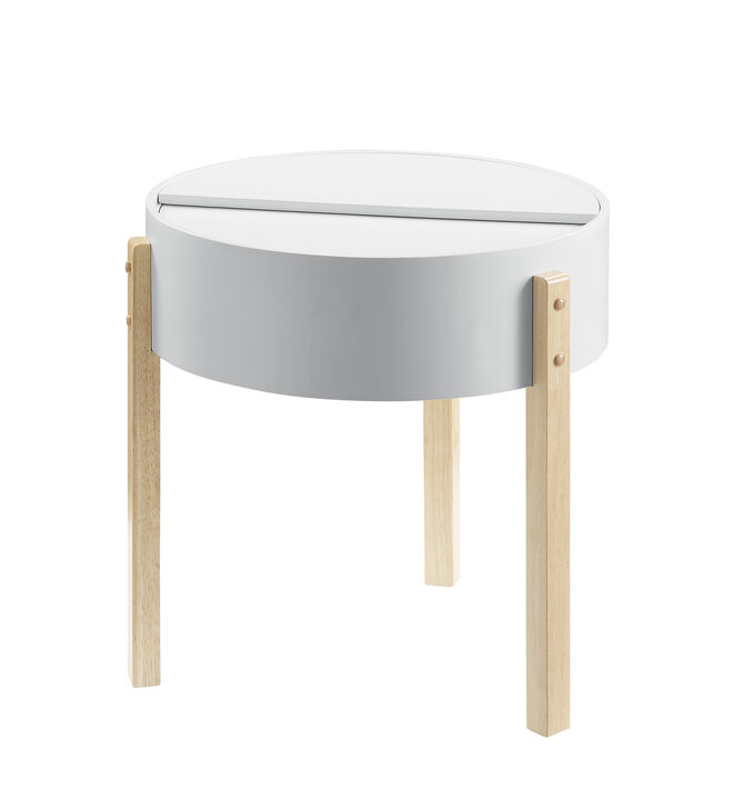ACME Bodfish End Table, White & Natural