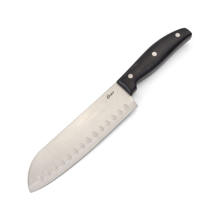 Oster Granger 2 Piece Stainless Steel Santoku Knife Set with Black Handles