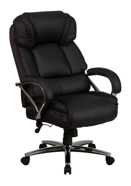 HERCULES Series Big & Tall 500 lb. Rated Black LeatherSoft Executive Swivel Ergonomic Office Chair with Chrome Base and Arms
