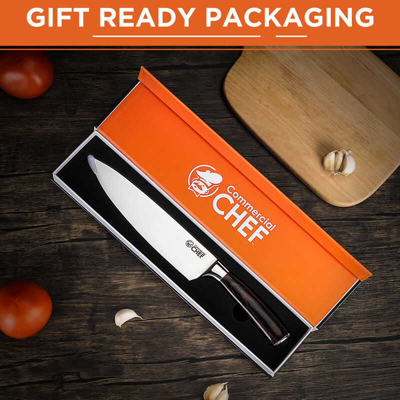 Commercial Chef Knife Japanese 8 inch High Carbon German Stainless Steel with Ergonomic Pakkawood Handle - Full Tang Ultra Sharp Blade Edge - High Carbon Stainless Steel Chef's Knives - Pakka Wood