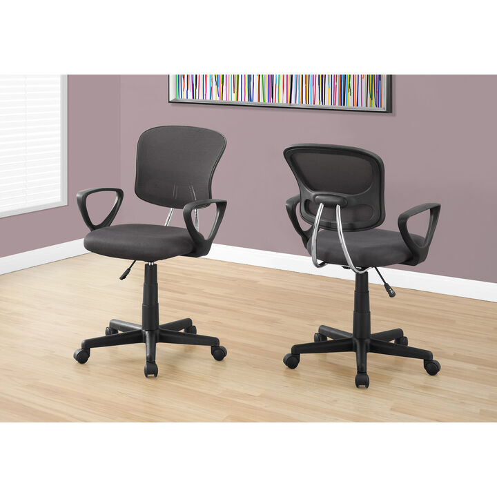 Monarch Specialties I 7262 Office Chair, Adjustable Height, Swivel, Ergonomic, Armrests, Computer Desk, Work, Juvenile, Metal, Mesh, Grey, Black, Contemporary, Modern