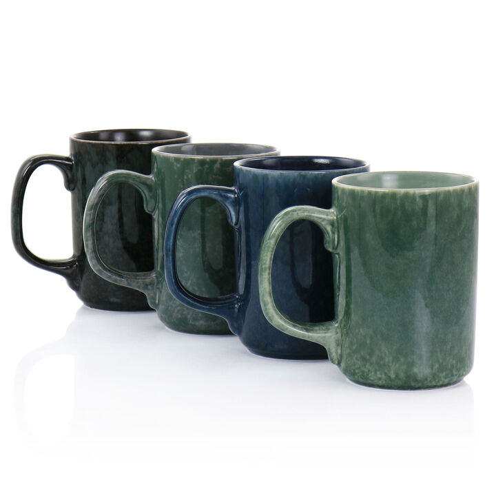 Mr. Coffee Mr. Sidewalk Blues 18oz 4 Piece Stoneware Mug Set in Assorted Colors