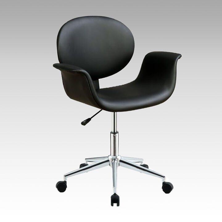 PU Upholstered Office Chair in Black Finish