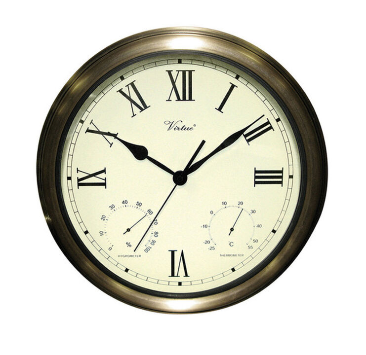 18" White and Bronze Battery Operated Roman Outdoor Clock