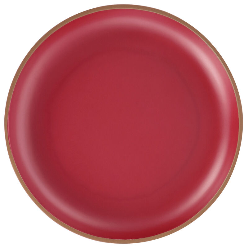Gibson Home Rockabye 4 Piece Melamine Dinner Plate Set in Dark Pink