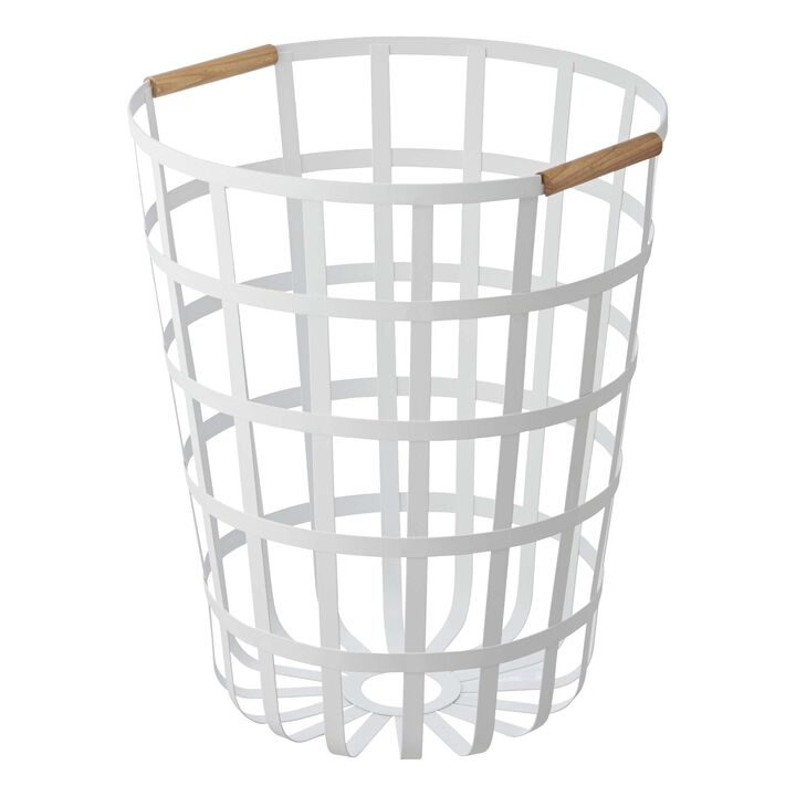Wire Laundry Basket - Steel and Wood