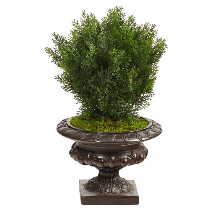 Nearly Natural 30-in Cedar Tree in Iron Colored Urn (Indoor/Outdoor)