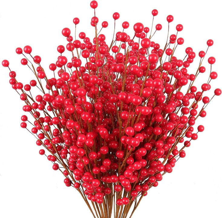 Winter Wonderland: 12 Pack of 11.3" Red Holly Berry Stems - Create a Cozy Atmosphere for Your Winter Wedding or Snowy Celebration