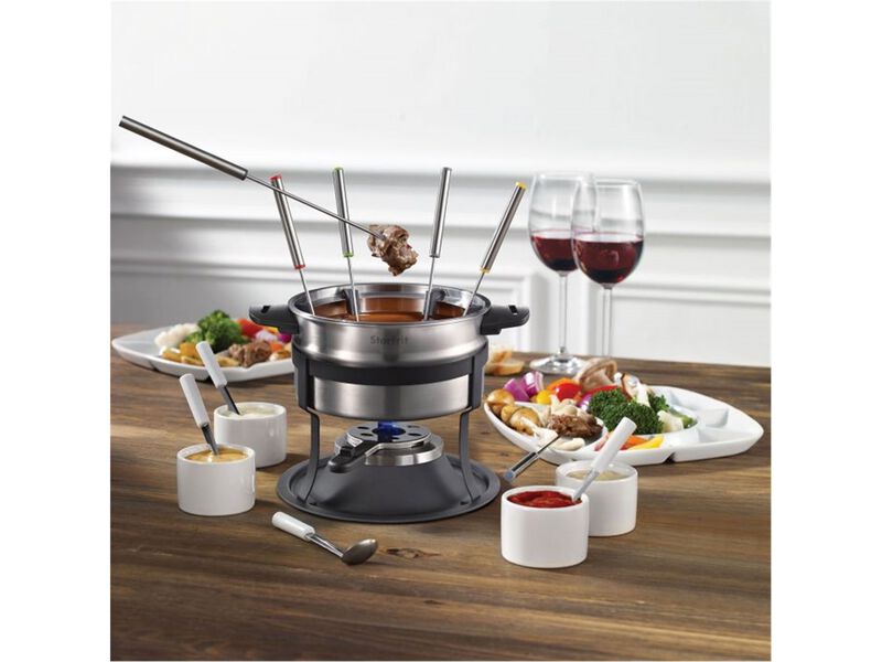 Starfrit - 3-in-1 Fondue Set with Magnetic Fork Guide, 1.6 Liter Capacity, 19 Pieces, Stainless Steel