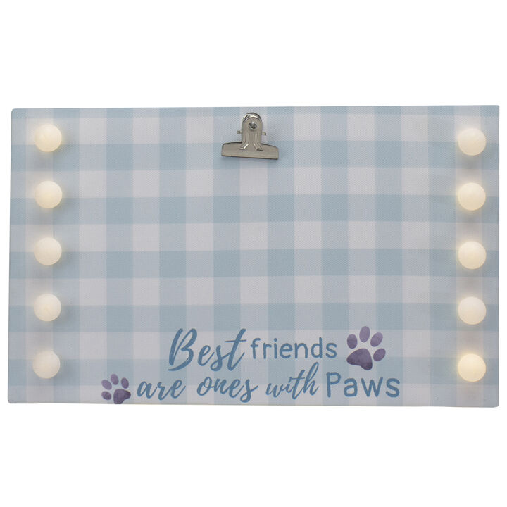 LED Lighted "Best Friends with Paws" Canvas with Photo Clip 10.25"