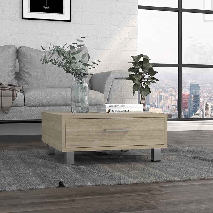 DEPOT E-SHOP Staten Coffee Table, Four Legs, One Drawer , Light Pine