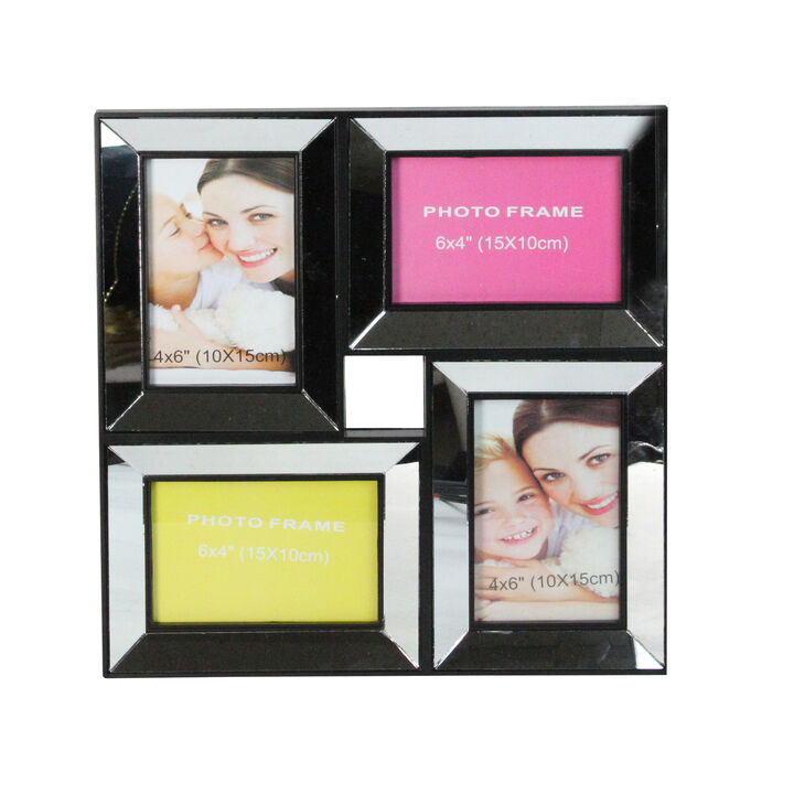 14.5" Black Mirrored Collage Picture Frame for Dual-Size Photos