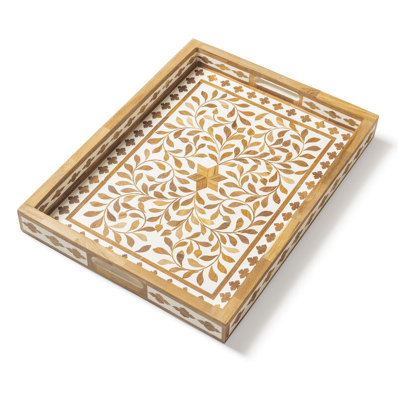 Jodhpur Wood Inlay Decorative Tray, 20" x 15"