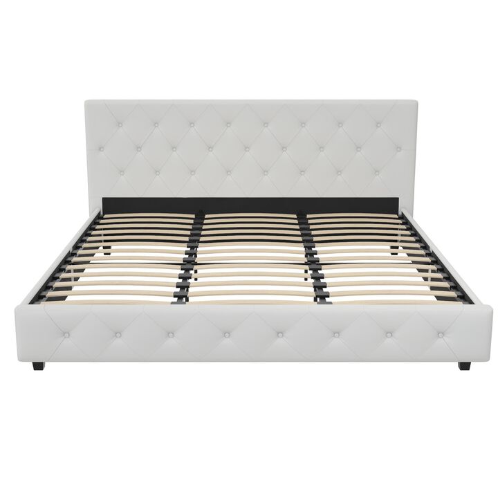 Atwater Living Dana Upholstered Bed, King, White Faux Leather