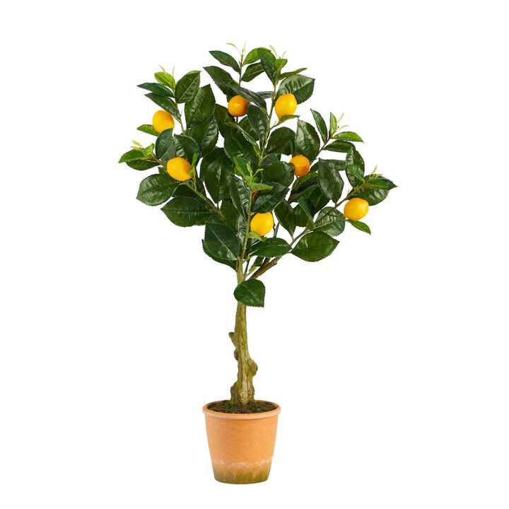 Nearly Natural 28-in Lemon Artificial Tree in Decorative Planter