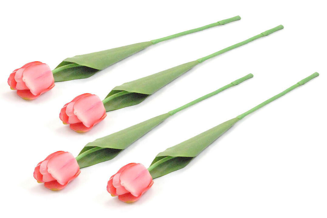 Set of 4 21" Blush Pink and Green Tulip Flower Centerpieces