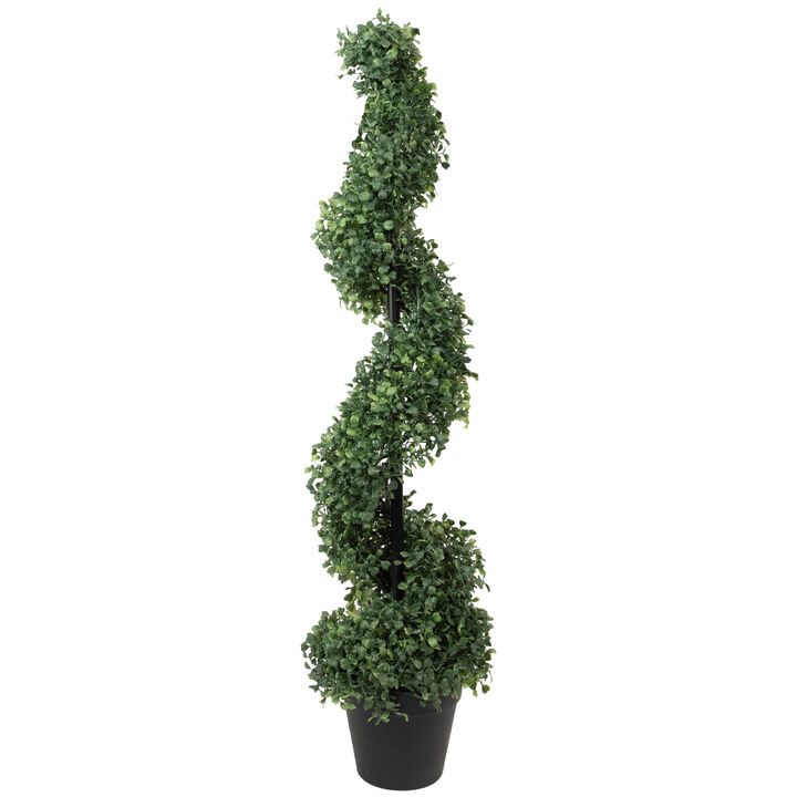 3' Artificial Two-Tone Boxwood Spiral Topiary Tree with Round Pot  Unlit