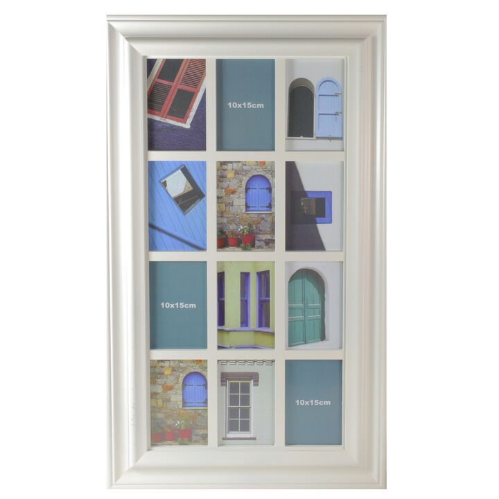 29" Ivory Weathered Windowpane Collage Picture Frame for 4" x 6" Photos