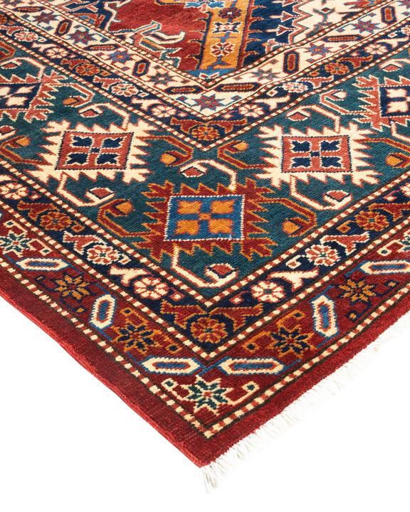 Tribal, One-of-a-Kind Hand-Knotted Area Rug  - Light Blue, 7' 1" x 9' 10"