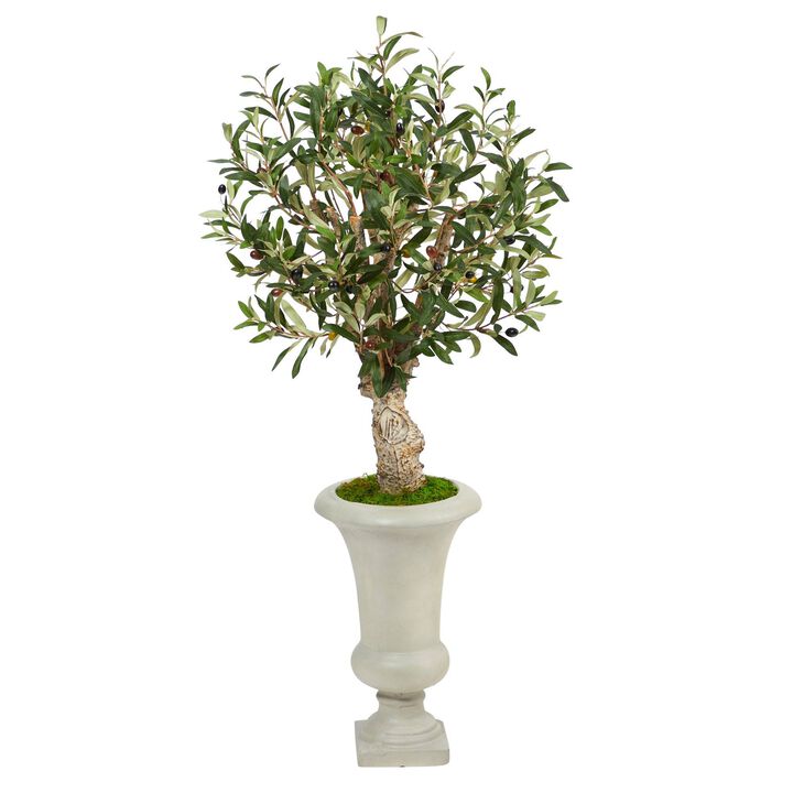 Nearly Natural 3.5-in Olive Artificial Tree in Sand Colored Urn