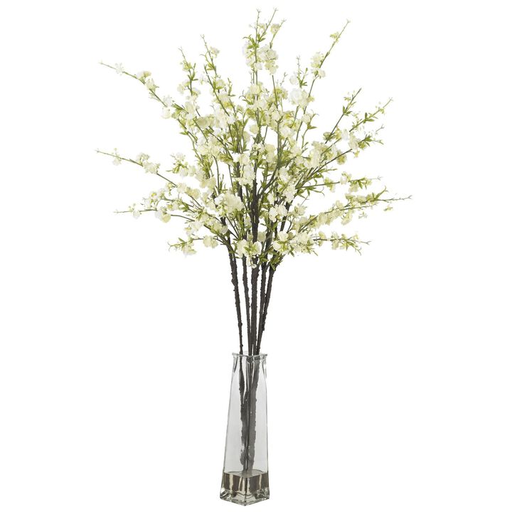 Nearly Natural Cherry Blossoms w/Tall Vase
